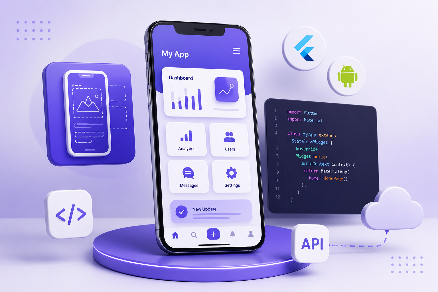 Mobile app development services — cross-platform and native apps built with Flutter and Android